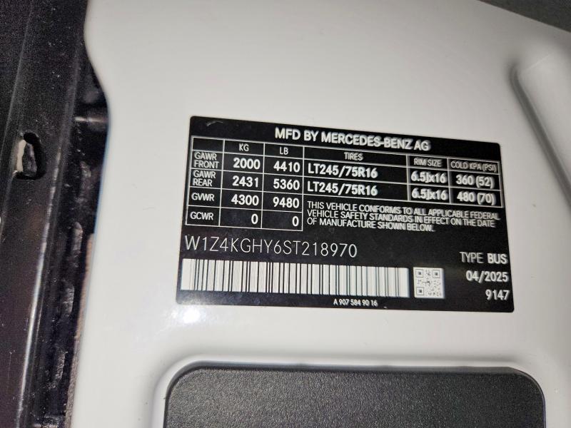 Продаж на аукціоні авто 2025 Mercedes-benz Sprinter, vin: W1Z4KGHY6ST218970, номер лоту: 61668226