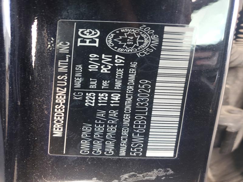 Продажа на аукционе авто 2020 Mercedes-benz C, vin: 55SWF6EB9LU330259, номер лота: 61943936