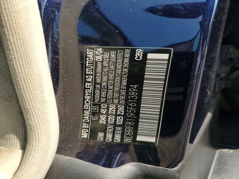 2005 Mercedes-benz C მანქანა იყიდება აუქციონზე, vin: WDBRF81J95F613894, აუქციონის ნომერი: 62755966