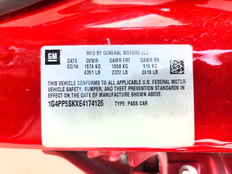2014 Buick Verano მანქანა იყიდება აუქციონზე, vin: 1G4PP5SKXE4174126, აუქციონის ნომერი: 61586016