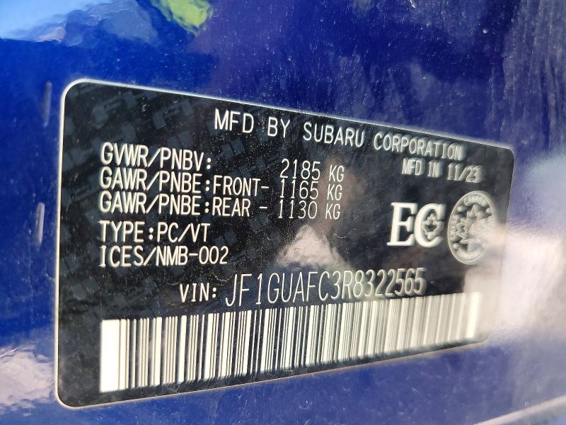 Aukcja sprzedaży 2024 Subaru Impreza, vin: JF1GUAFC3R8322565, numer aukcji: 62452716