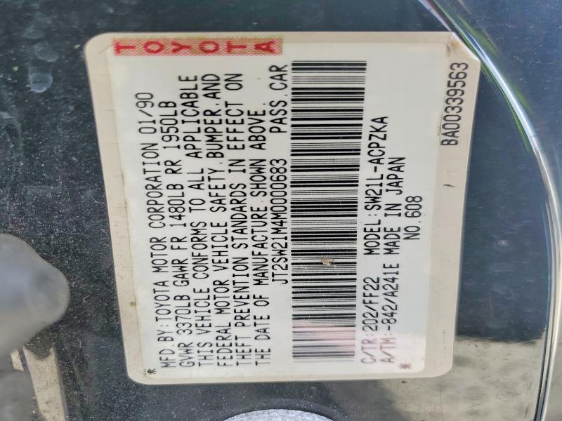 Aukcja sprzedaży 1991 Toyota Mr2, vin: JT2SW21M4M0000683, numer aukcji: 59639506