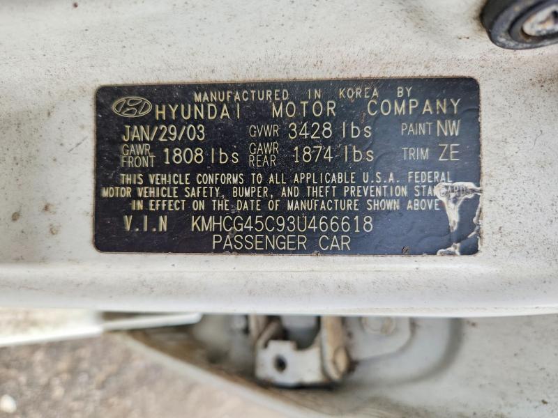 Продаж на аукціоні авто 2003 Hyundai Accent, vin: KMHCG45C93U466618, номер лоту: 60763736
