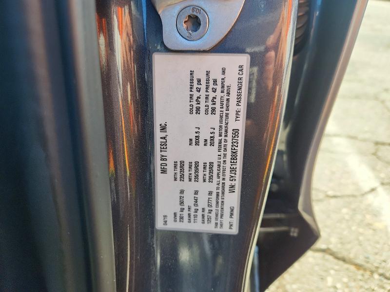 Aukcja sprzedaży 2019 Tesla Model 3, vin: 5YJ3E1EB8KF237550, numer aukcji: 60190436