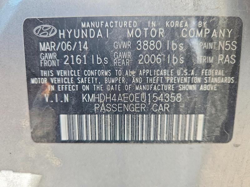 Aukcja sprzedaży 2014 Hyundai Elantra, vin: KMHDH4AE0EU154358, numer aukcji: 85457315