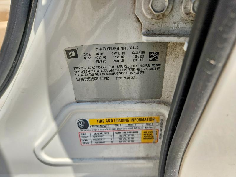 Продаж на аукціоні авто 2012 Buick Lacrosse, vin: 1G4GB5E39CF140702, номер лоту: 62450216