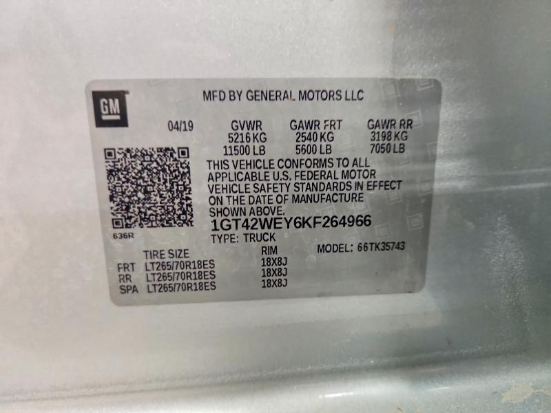 60817396 :رقم المزاد ، 1GT42WEY6KF264966 vin ، 2019 Gmc Sierra3500 مزاد بيع