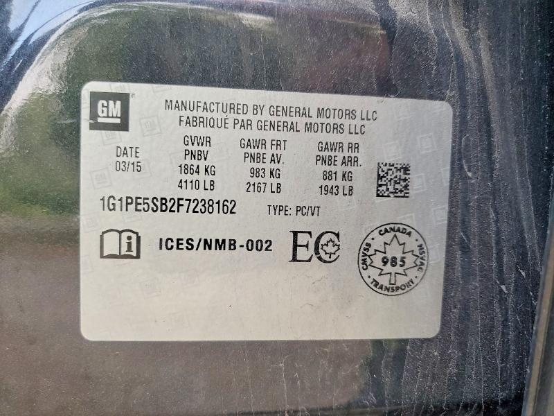 Продажа на аукционе авто 2015 Chevrolet Cruze, vin: 1G1PE5SB2F7238162, номер лота: 60961836
