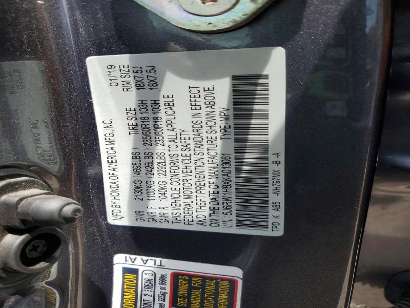 Aukcja sprzedaży 2019 Honda Cr-v, vin: 5J6RW1H8XKA013061, numer aukcji: 60516216
