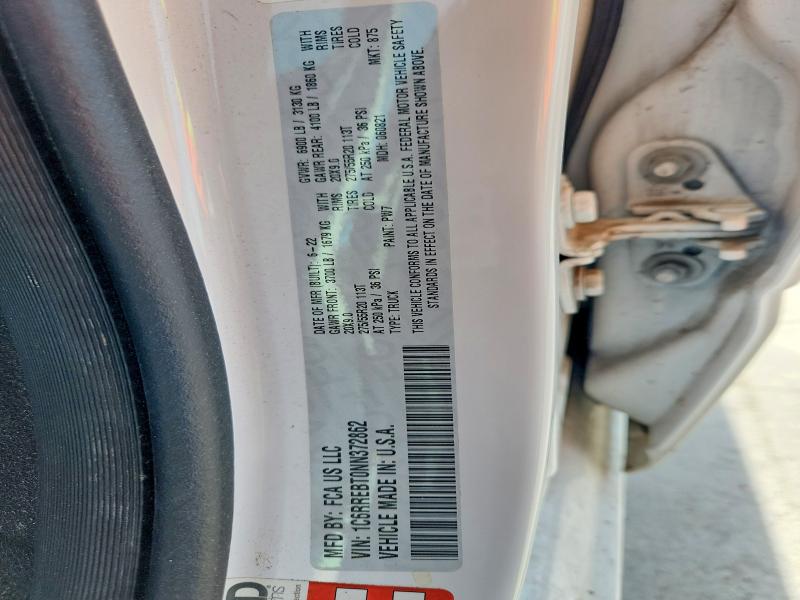 2022 Ram 1500 მანქანა იყიდება აუქციონზე, vin: 1C6RREBT0NN372862, აუქციონის ნომერი: 62648576