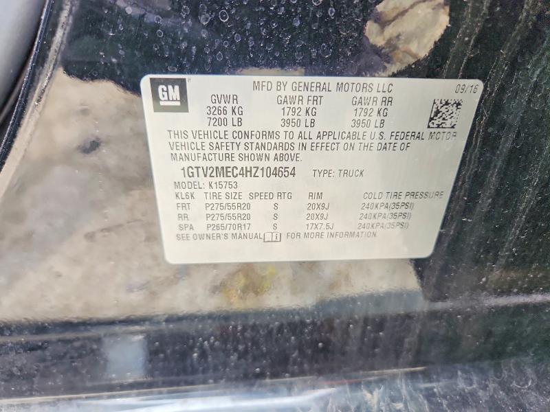 2017 Gmc Sierra მანქანა იყიდება აუქციონზე, vin: 1GTV2MEC4HZ104654, აუქციონის ნომერი: 61519736