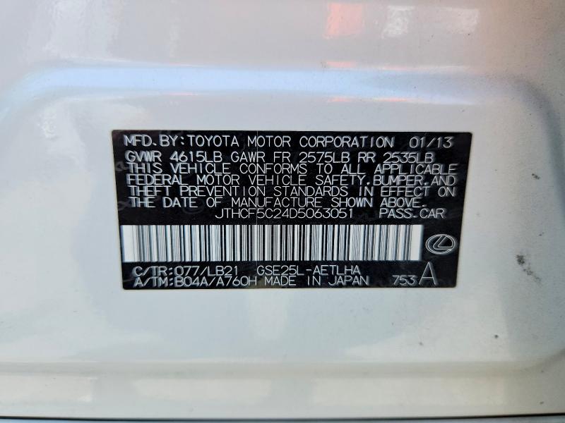 60281816 :رقم المزاد ، JTHCF5C24D5063051 vin ، 2013 Lexus Is مزاد بيع