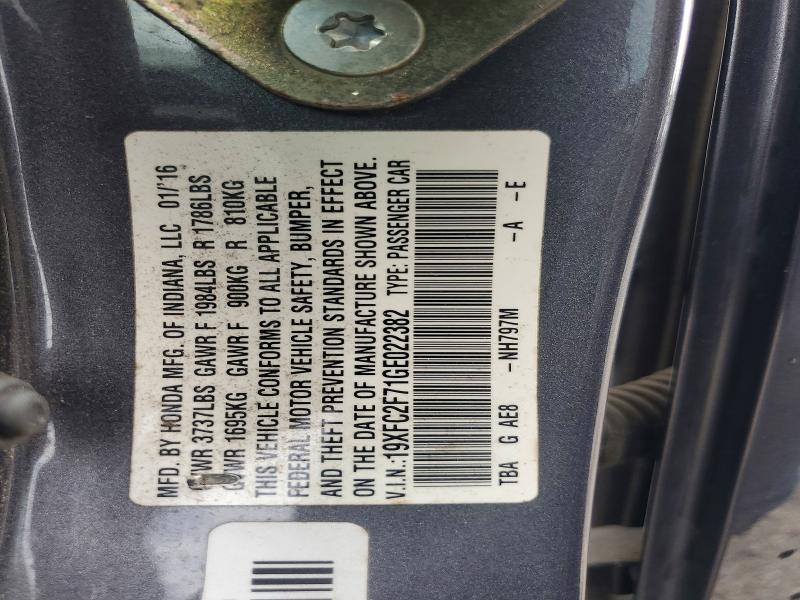 Aukcja sprzedaży 2016 Honda Civic, vin: 19XFC2F71GE022382, numer aukcji: 61553296
