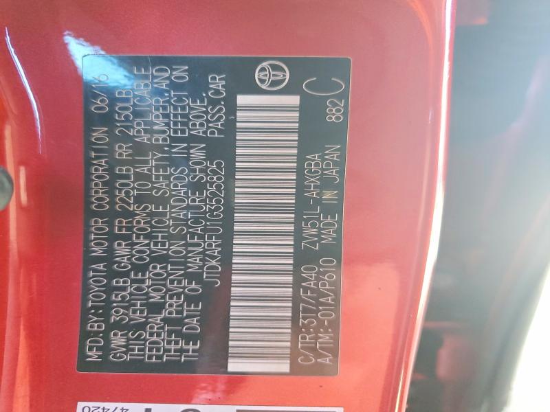2016 Toyota Prius მანქანა იყიდება აუქციონზე, vin: JTDKARFU1G3525825, აუქციონის ნომერი: 63153096