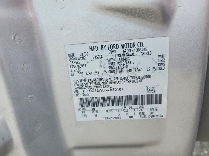 Aukcja sprzedaży 2006 Ford F150, vin: 1FTRX12W66NA30187, numer aukcji: 61240696