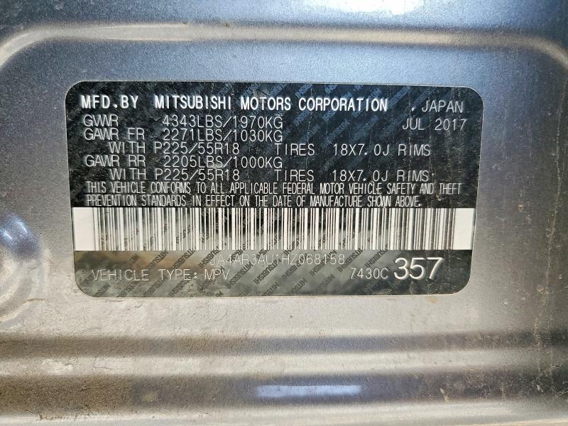 2017 Mitsubishi Outlander Sport მანქანა იყიდება აუქციონზე, vin: JA4AR3AU1HZ068158, აუქციონის ნომერი: 59681146