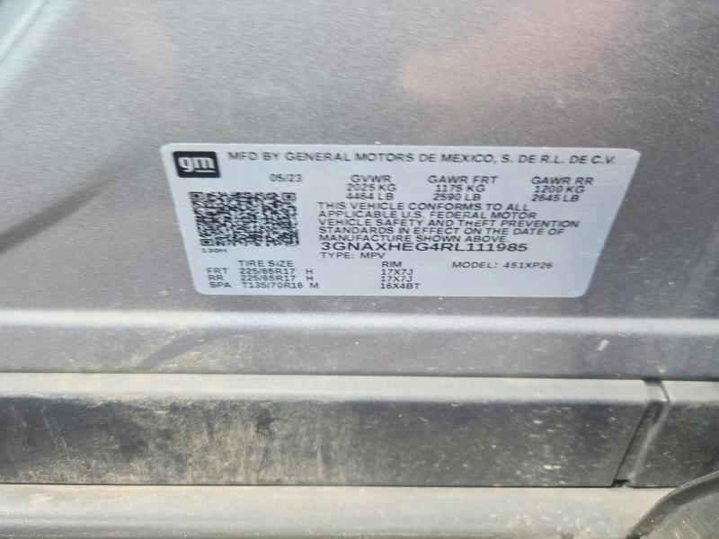 Продажа на аукционе авто 2024 Chevrolet Equinox, vin: 3GNAXHEG4RL111985, номер лота: 62085056