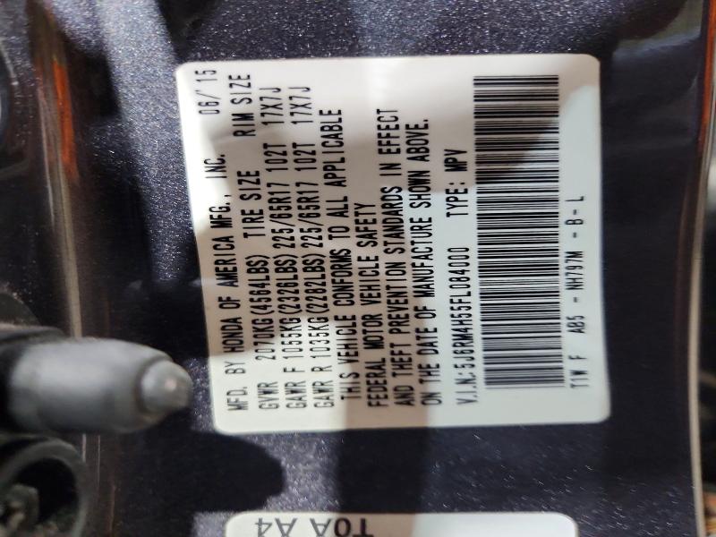 61601006 :رقم المزاد ، 5J6RM4H55FL084000 vin ، 2015 Honda Cr-v مزاد بيع