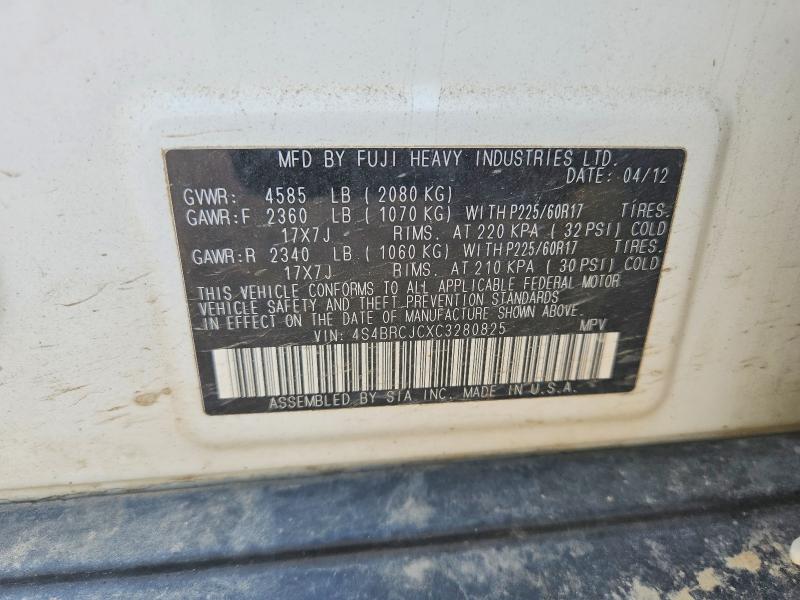 Продажа на аукционе авто 2012 Subaru Outback, vin: 4S4BRCJCXC3280825, номер лота: 59191216