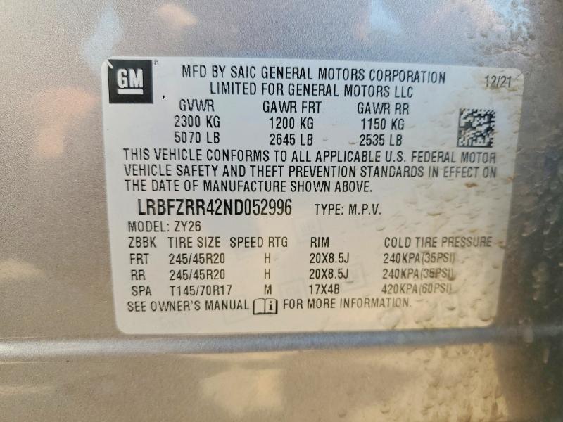 Aukcja sprzedaży 2022 Buick Envision, vin: LRBFZRR42ND052996, numer aukcji: 61937466