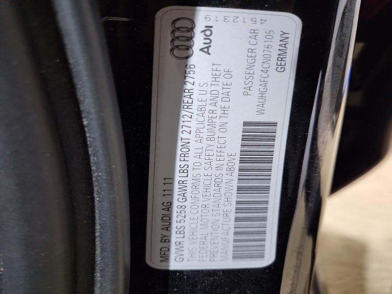 2012 Audi A6 მანქანა იყიდება აუქციონზე, vin: WAUHGAFC4CN076105, აუქციონის ნომერი: 59592786