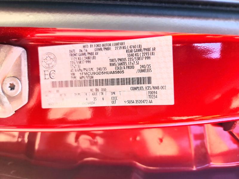 Aukcja sprzedaży 2017 Ford Escape, vin: 1FMCU9GD5HUA85805, numer aukcji: 62943036