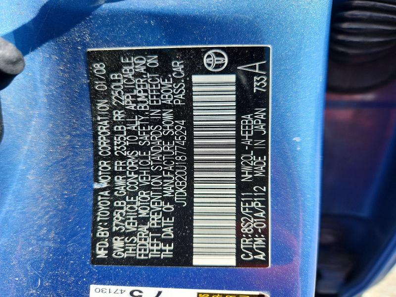 61357046 :رقم المزاد ، JTDKB20U187745294 vin ، 2008 Toyota Prius مزاد بيع