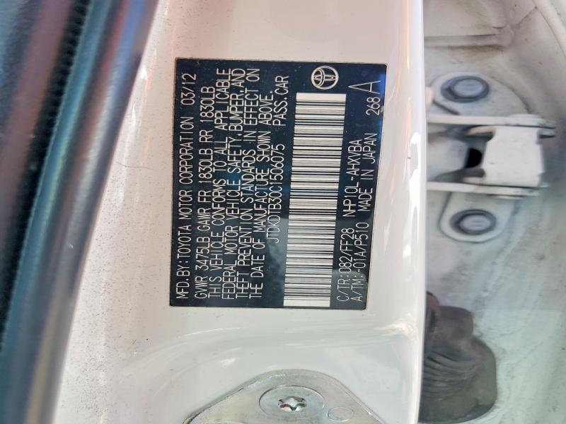 59664046 :رقم المزاد ، JTDKDTB30C1506075 vin ، 2012 Toyota Prius C مزاد بيع