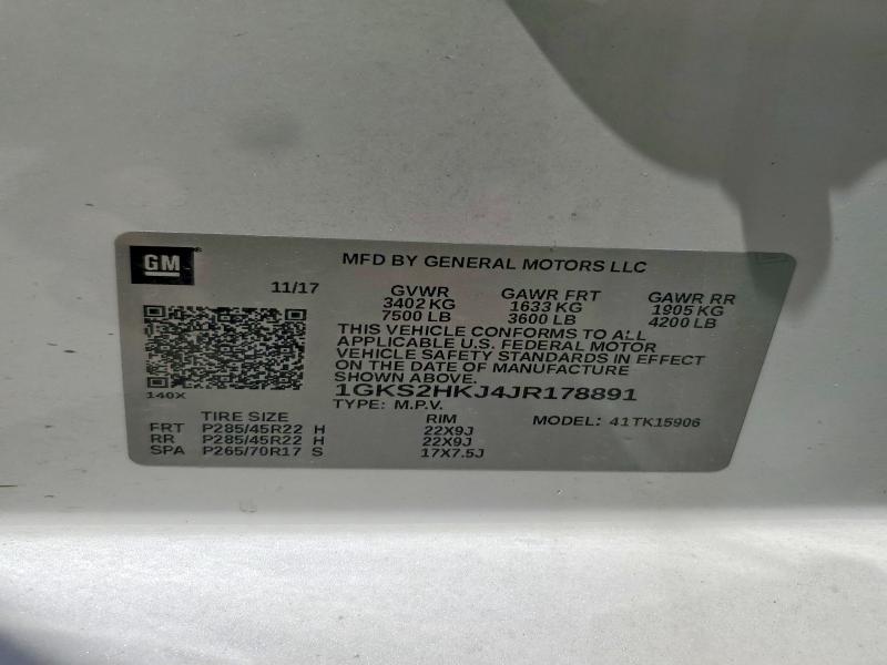 Aukcja sprzedaży 2018 Gmc Yukon Xl, vin: 1GKS2HKJ4JR178891, numer aukcji: 60451416