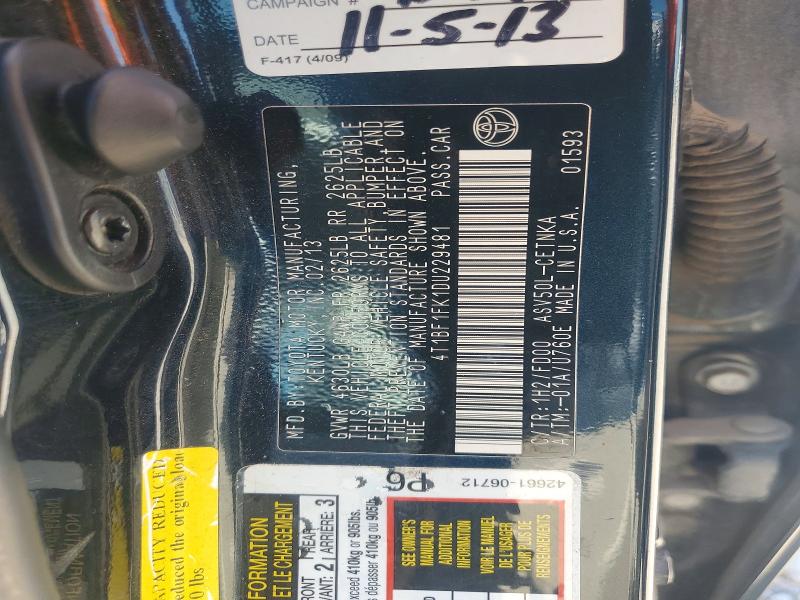 Продажа на аукционе авто 2013 Toyota Camry, vin: 4T1BF1FK1DU229481, номер лота: 62392426