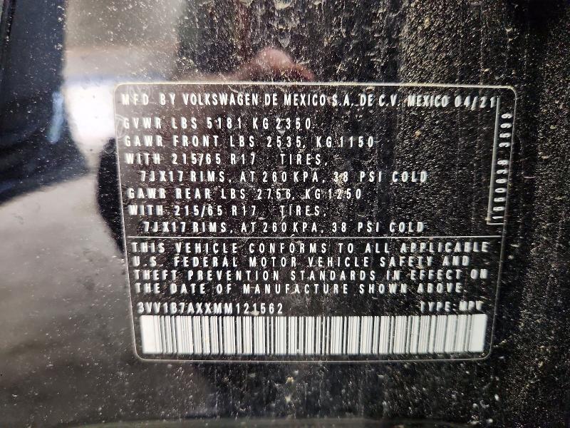 Продаж на аукціоні авто 2021 Volkswagen Tiguan, vin: 3VV1B7AXXMM121562, номер лоту: 61945346