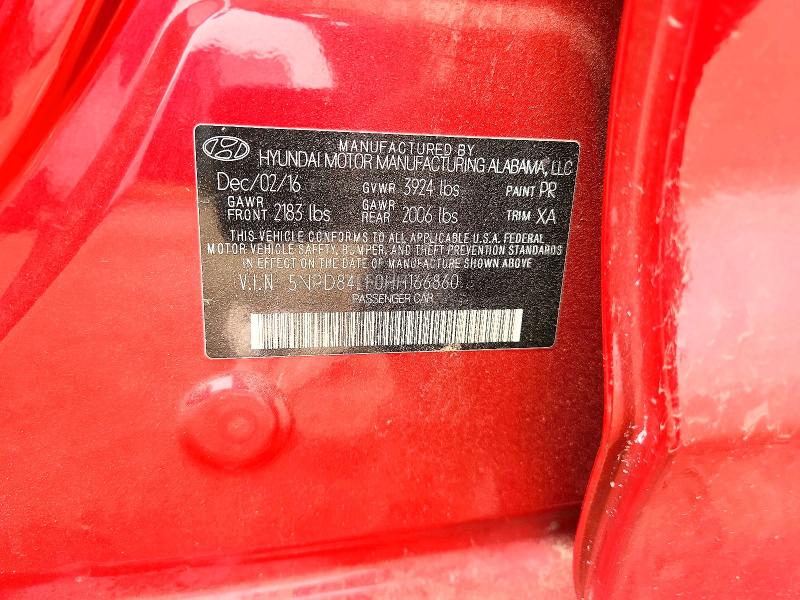 Продаж на аукціоні авто 2017 Hyundai Elantra, vin: 5NPD84LF0HH166860, номер лоту: 61324256