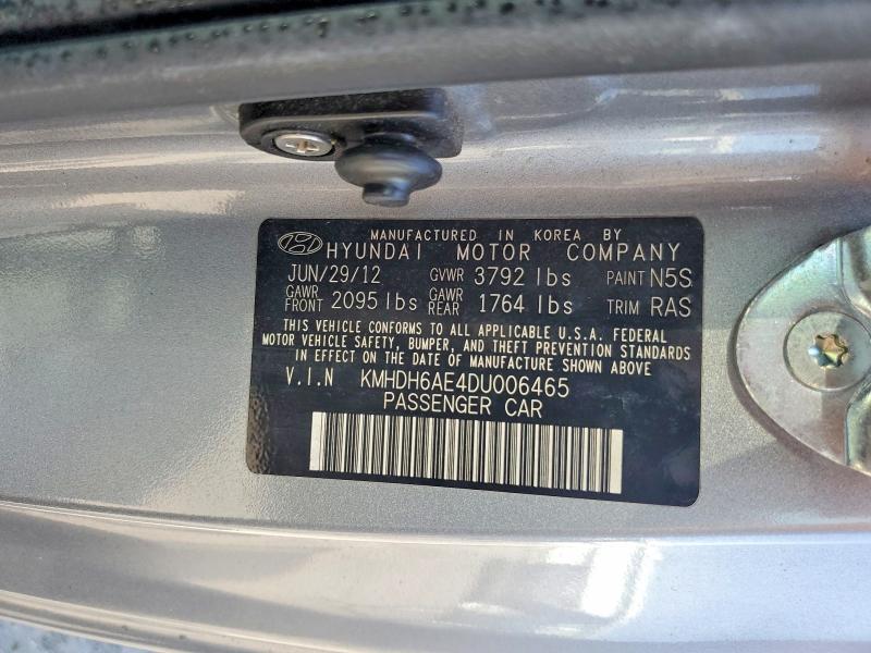 61007236 :رقم المزاد ، KMHDH6AE4DU006465 vin ، 2013 Hyundai Elantra Coupe مزاد بيع