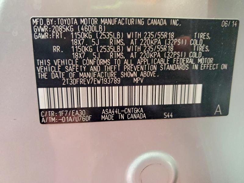 Продаж на аукціоні авто 2014 Toyota Rav4, vin: 2T3DFREV7EW193789, номер лоту: 61413826