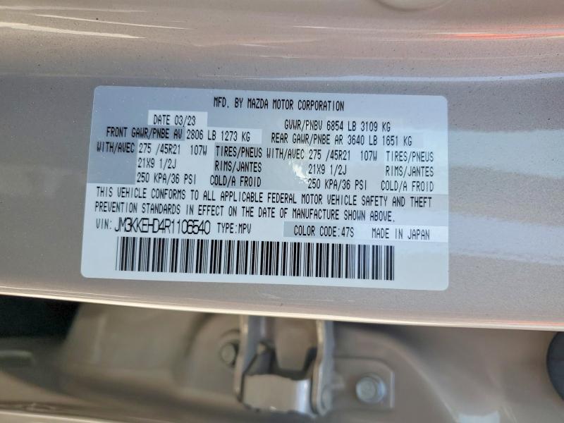 Aukcja sprzedaży 2024 Mazda Cx-90, vin: JM3KKEHD4R1106540, numer aukcji: 57363576