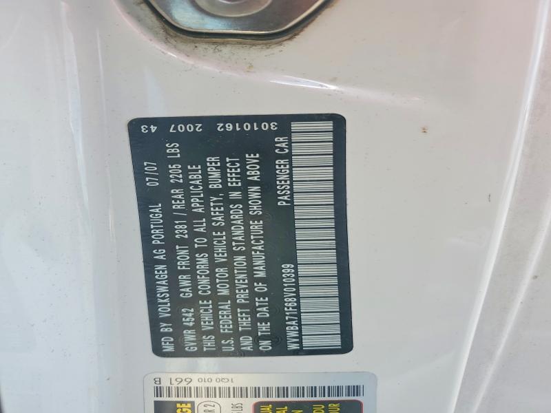 60458666 :رقم المزاد ، WVWBA71F68V010399 vin ، 2008 Volkswagen Eos مزاد بيع