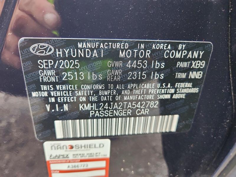 Продажа на аукционе авто 2026 Hyundai Sonata, vin: KMHL24JA2TA542782, номер лота: 60237486