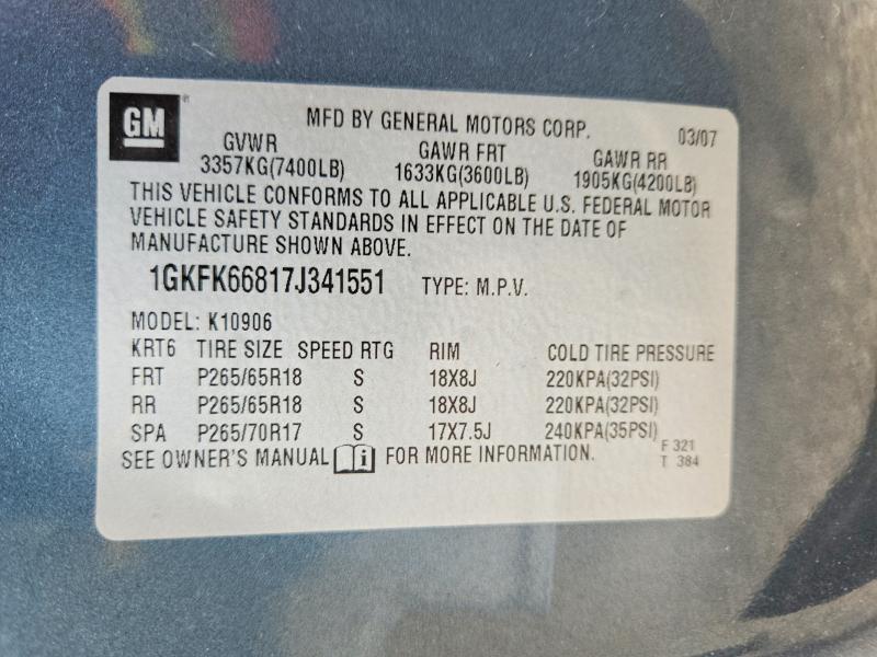 Продаж на аукціоні авто 2007 Gmc Yukon Xl, vin: 1GKFK66817J341551, номер лоту: 61004406