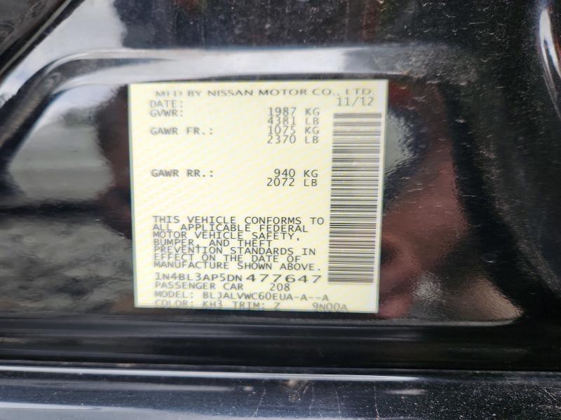 62751506 :رقم المزاد ، 1N4BL3AP5DN477647 vin ، 2013 Nissan Altima مزاد بيع
