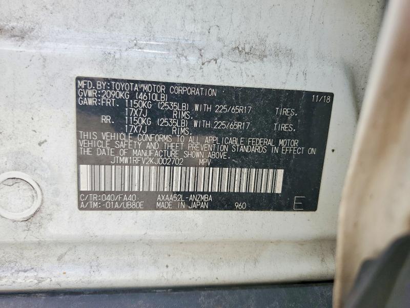 56472556 :رقم المزاد ، JTMW1RFV2KJ002702 vin ، 2019 Toyota Rav4 مزاد بيع