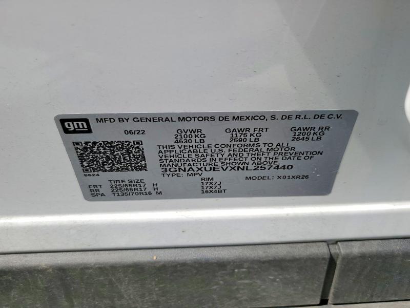 Продажа на аукционе авто 2022 Chevrolet Equinox, vin: 3GNAXUEVXNL257440, номер лота: 61366336