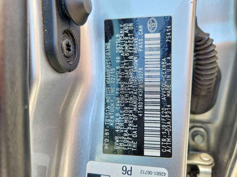Продажа на аукционе авто 2015 Toyota Camry Hybrid, vin: 4T1BD1FK3FU159278, номер лота: 61317786