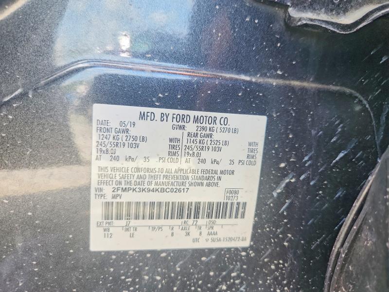 Aukcja sprzedaży 2019 Ford Edge, vin: 2FMPK3K94KBC02617, numer aukcji: 85976875