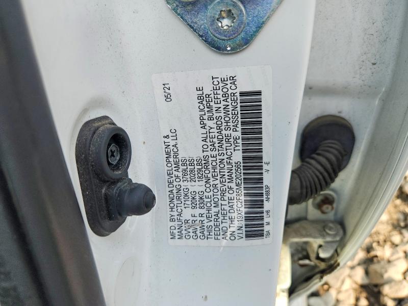 Aukcja sprzedaży 2021 Honda Civic, vin: 19XFC2F85ME202565, numer aukcji: 62193586