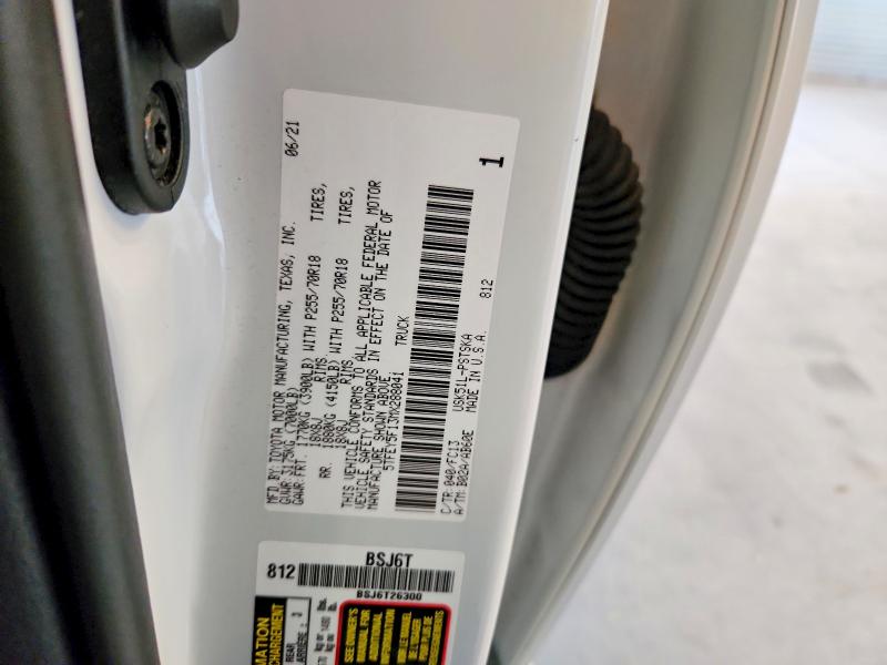Продажа на аукционе авто 2021 Toyota Tundra, vin: 5TFEY5F13MX288041, номер лота: 59874556