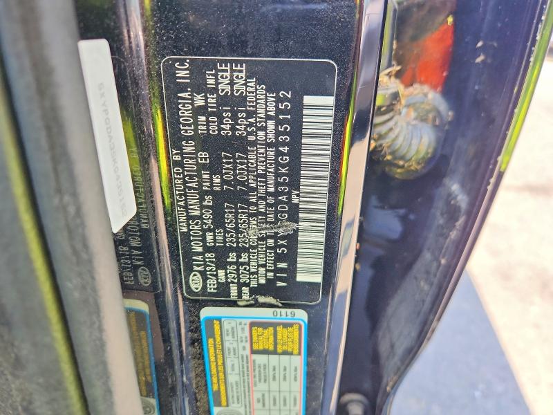 Aukcja sprzedaży 2019 Kia Sorento, vin: 5XYPGDA35KG435152, numer aukcji: 60553046