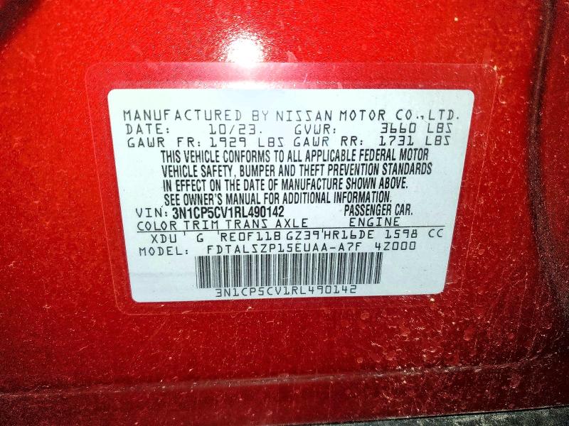 62498656 :رقم المزاد ، 3N1CP5CV1RL490142 vin ، 2024 Nissan Kicks مزاد بيع