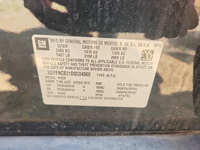 62141396 :رقم المزاد ، 3GYFNCE31DS534360 vin ، 2013 Cadillac Srx مزاد بيع