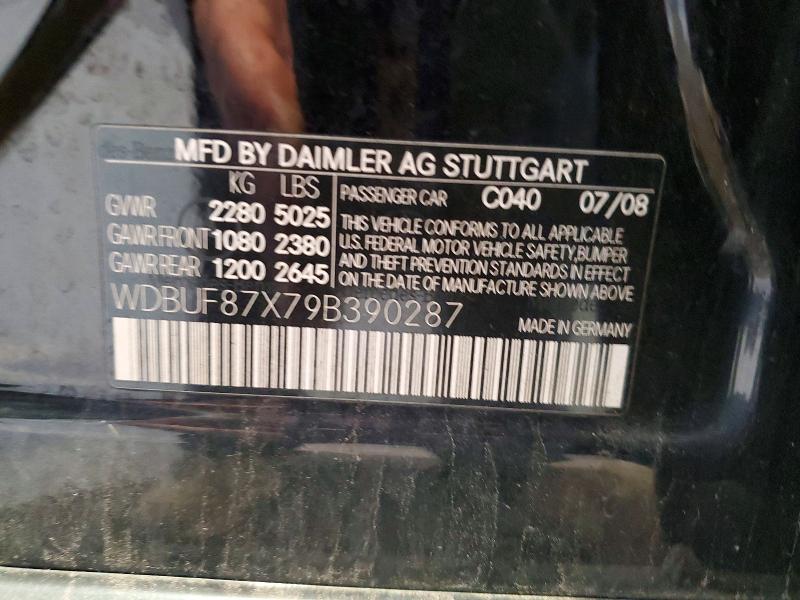 59996236 :رقم المزاد ، WDBUF87X79B390287 vin ، 2009 Mercedes-benz E مزاد بيع