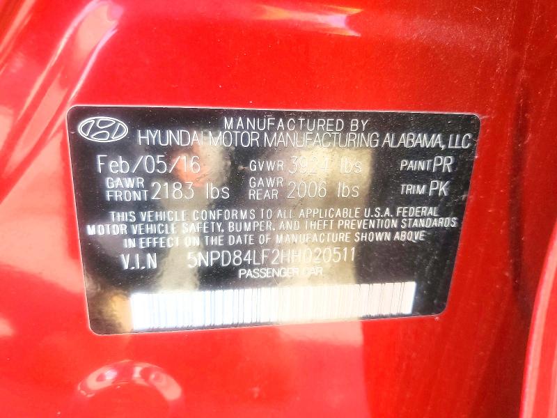 61369476 :رقم المزاد ، 5NPD84LF2HH020511 vin ، 2017 Hyundai Elantra مزاد بيع